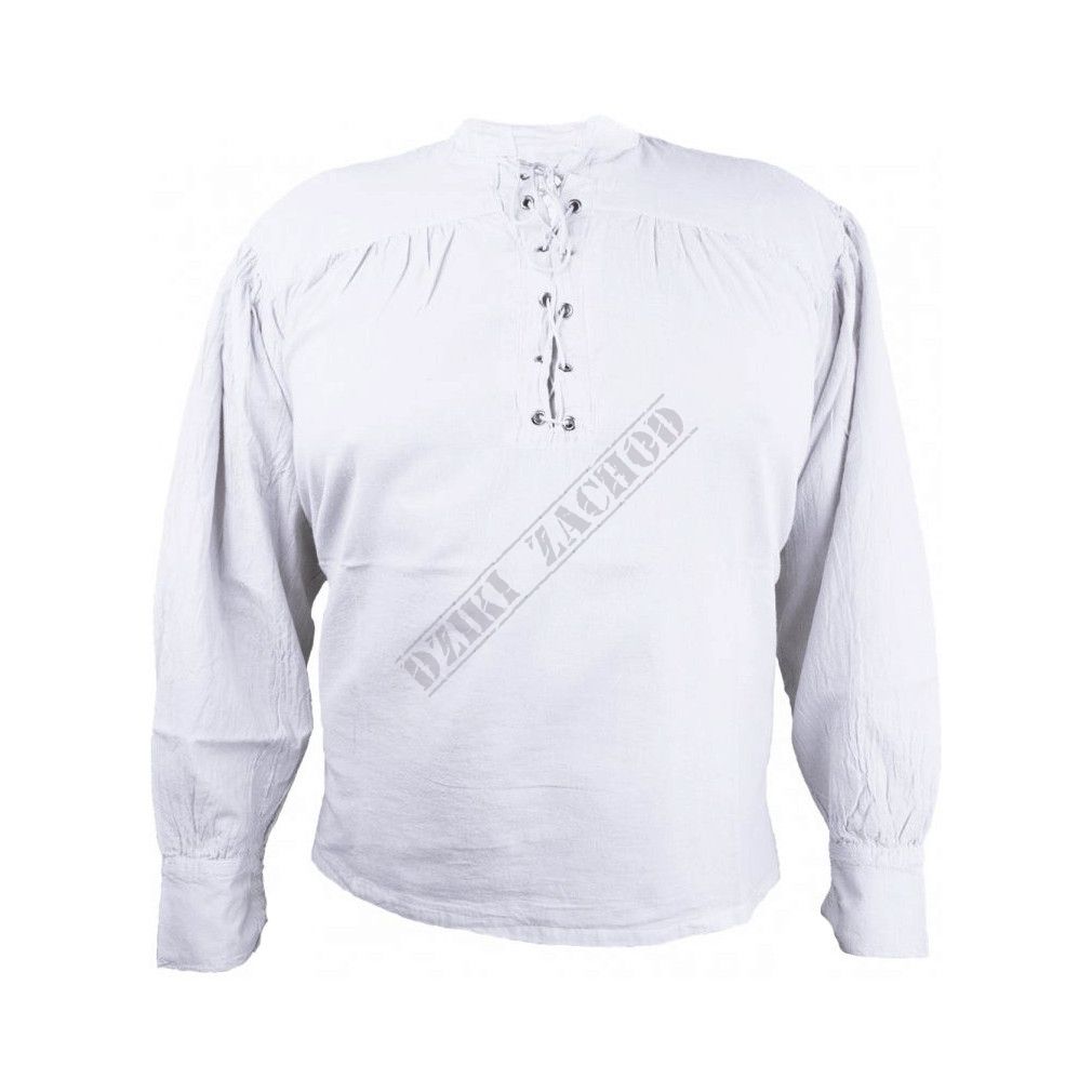 koszula wiązana ze stójką biała guzik