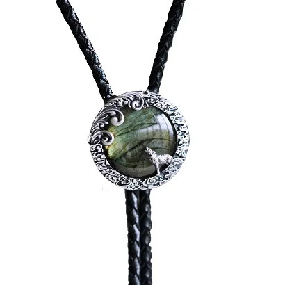 bolo krawat kowbojski SREBRZONE LABRADORYT