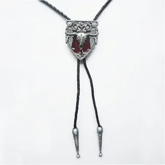 bolo krawat kowbojski CZASZKA BIZONA red - 2