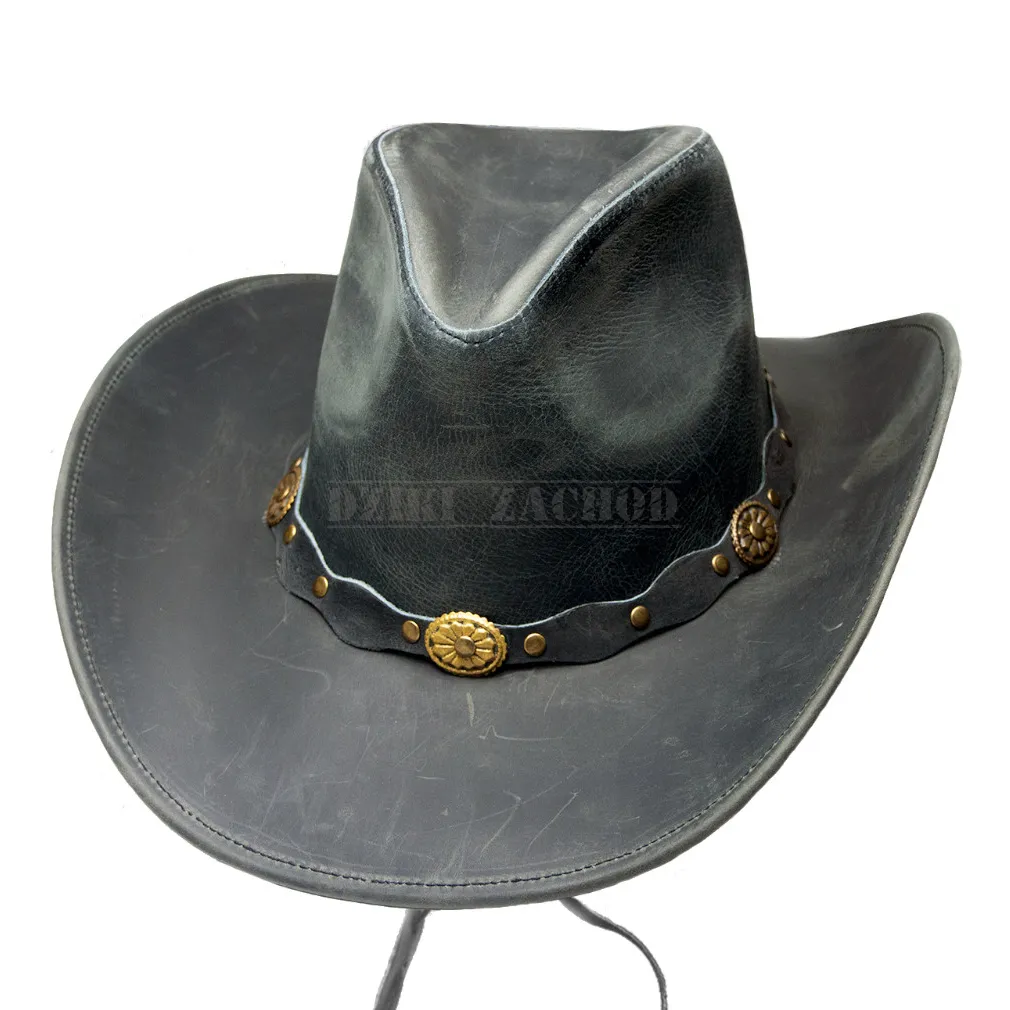 kapelusz skórzany WESTERN czarny