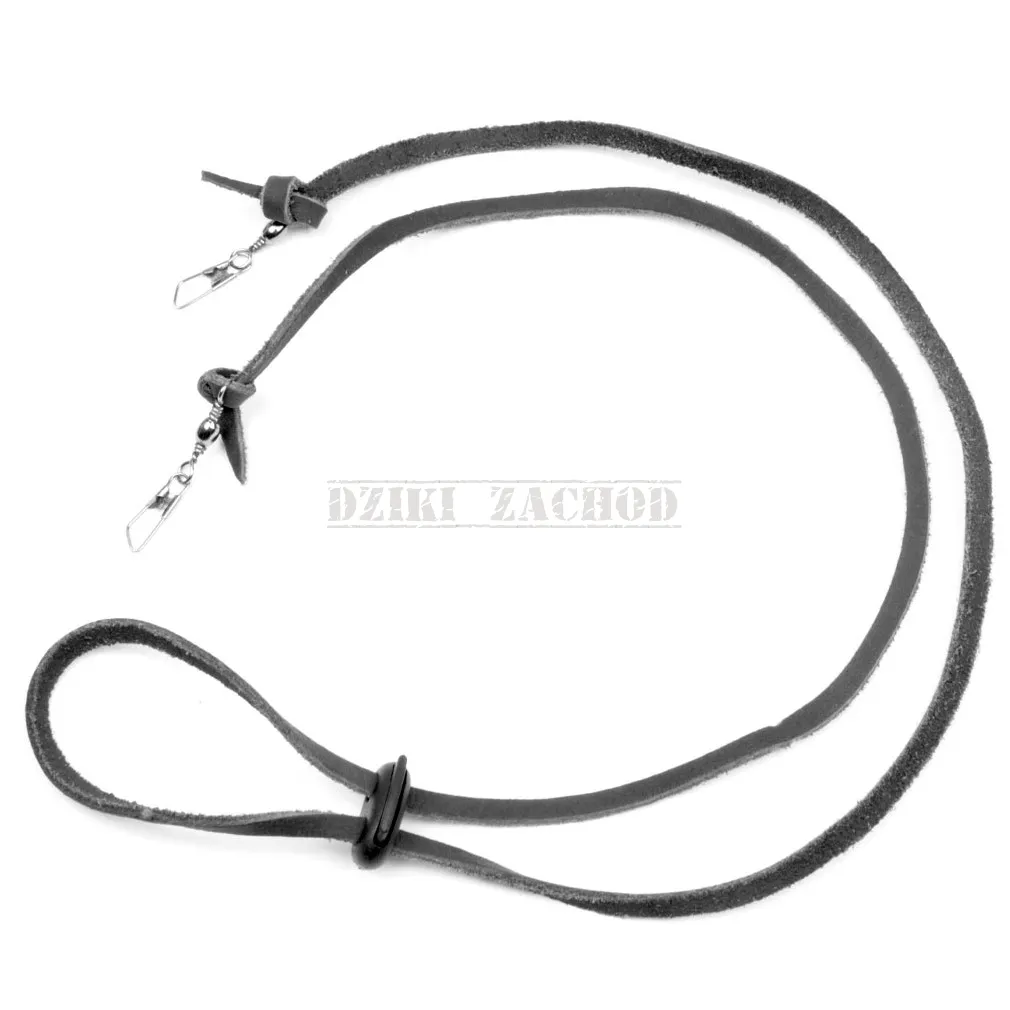 rzemień pod brodę czarny z haczykami