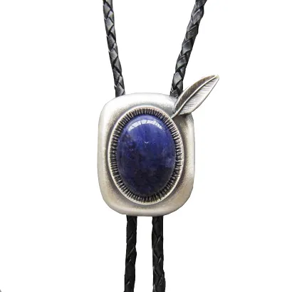 bolo krawat kowbojski SREBRZONE PIÓRKO/BLUE PLESSITE