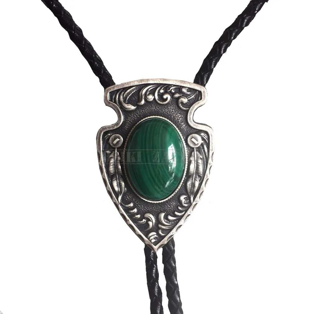 bolo krawat kowbojski SREBRZONE Z MALACHITEM