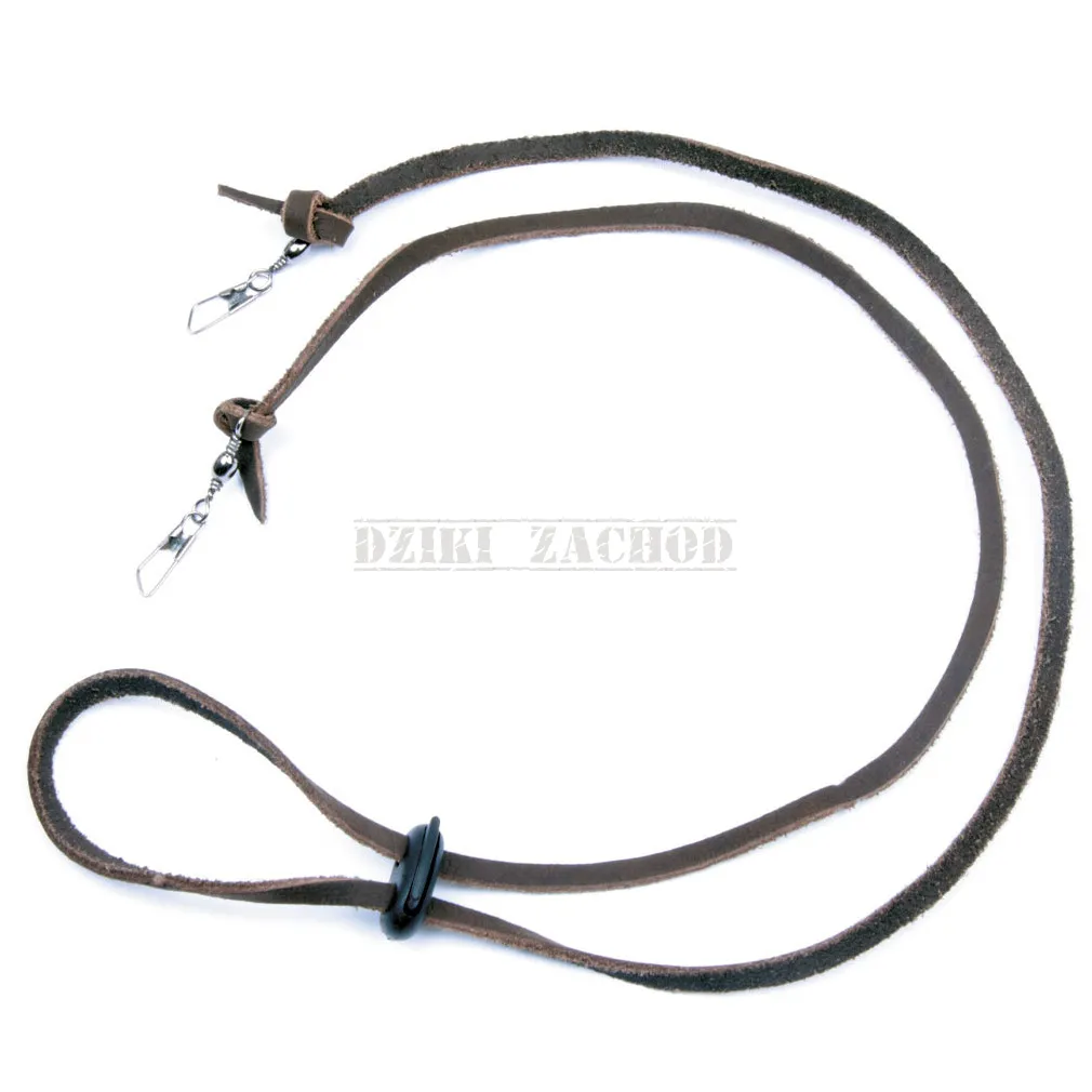 rzemień pod brodę brązowy z haczykami