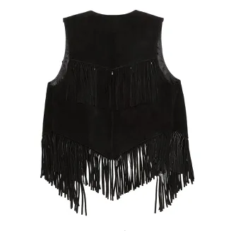 kamizelka czarna z frędzlami - 2