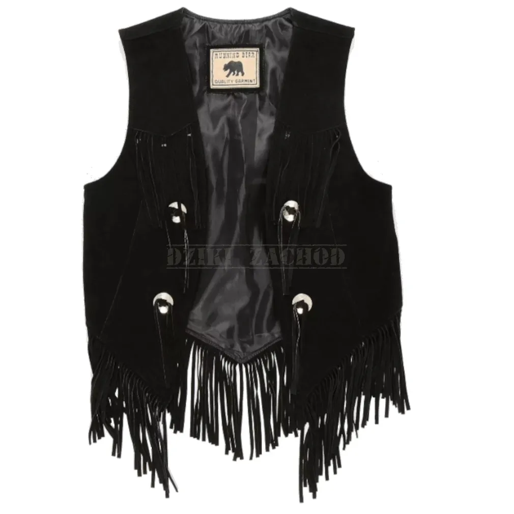 kamizelka czarna z frędzlami