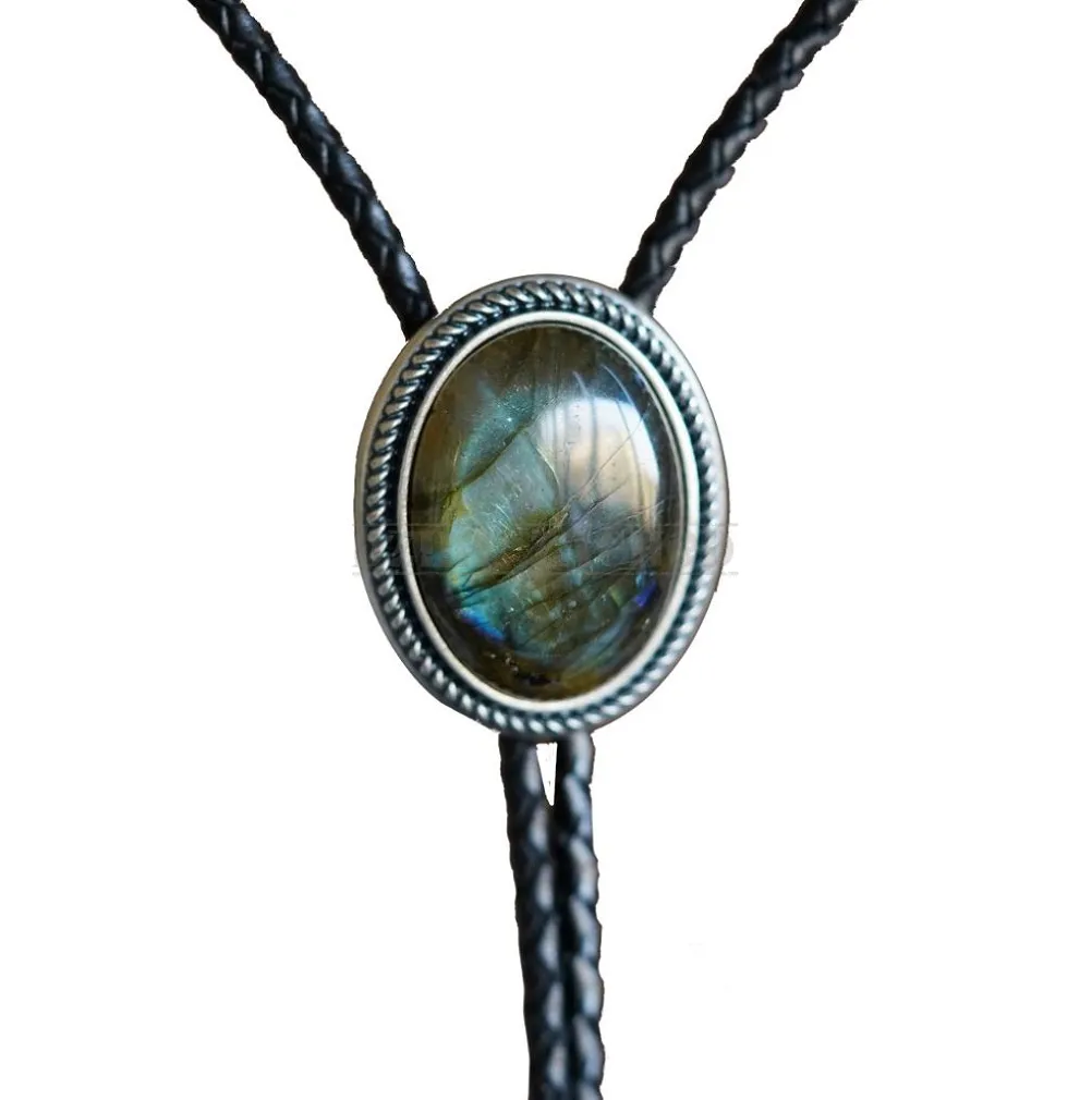 bolo krawat kowbojski SREBRZONE LABRADORYT III