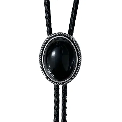 bolo krawat kowbojski SREBRZONE OBSYDIAN II