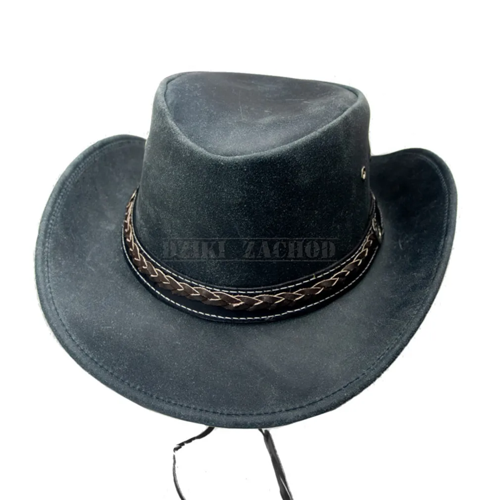 kapelusz skórzany OTOK PLECIONY czarny