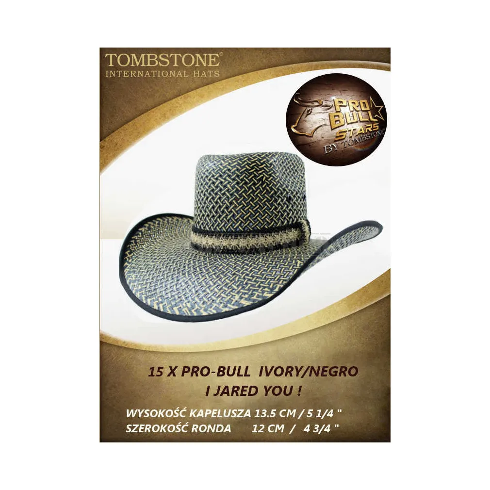 kapelusz kowbojski TOMBSTONE 15X PROBULL IVORY/NEGRO