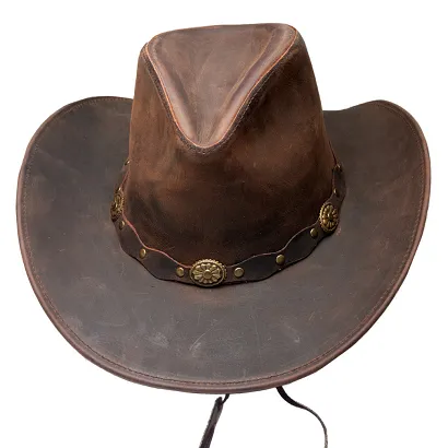 kapelusz skórzany WESTERN brązowy