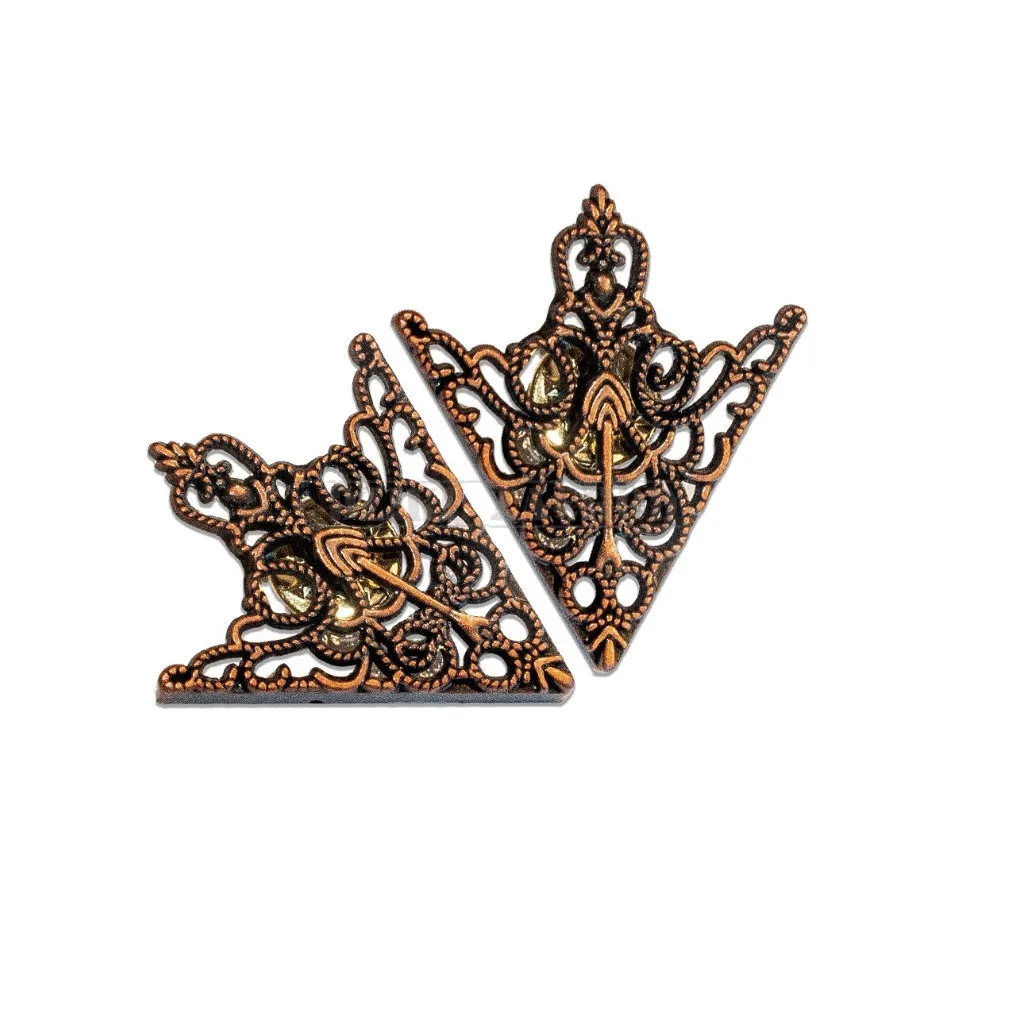 rożki na kołnierzyk AŻUROWE MIEDZIANE