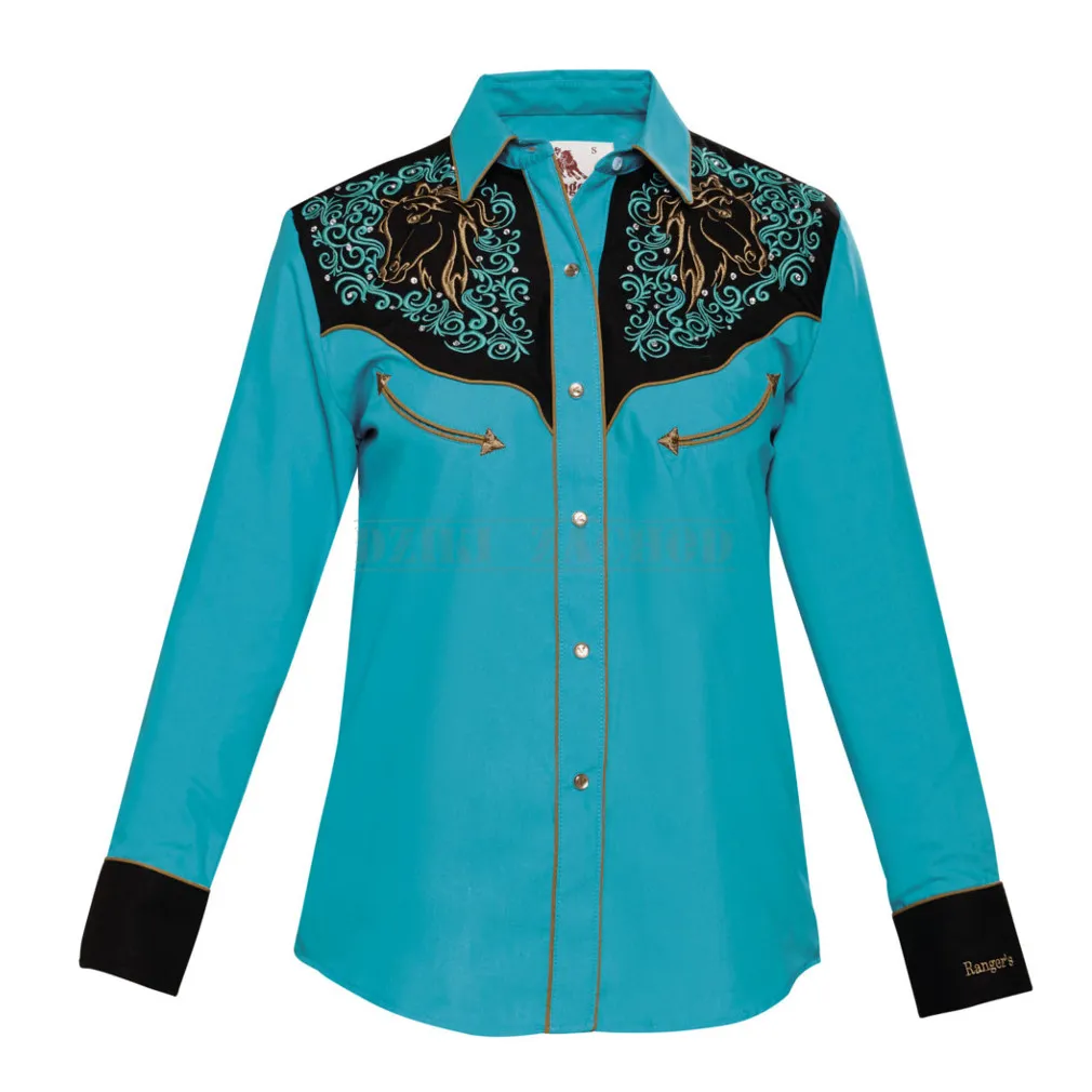 koszula kowbojska 073DA01 TURKUS