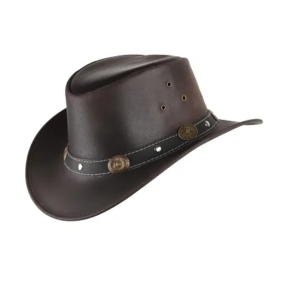 kapelusz skórzany dziecięcy brązowy