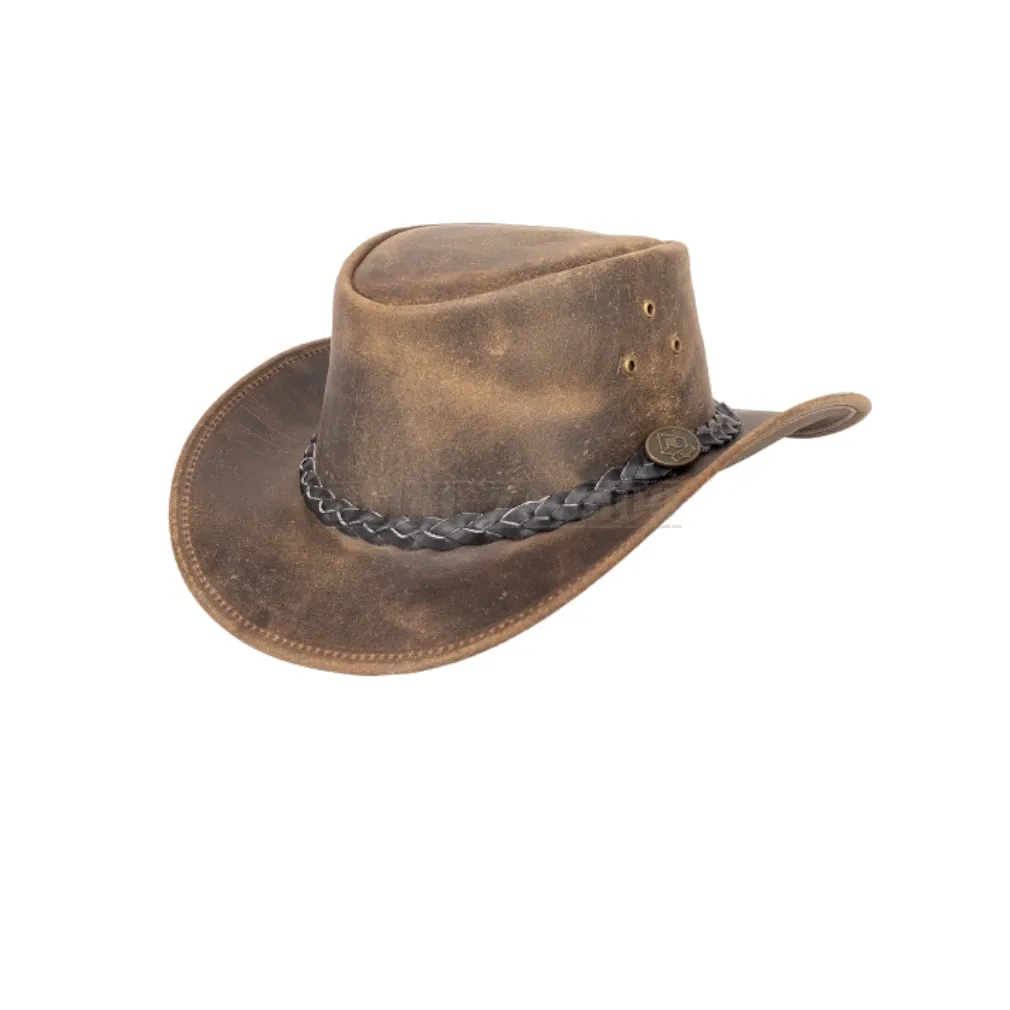 kapelusz skórzany FLEETWOOD vintage brown
