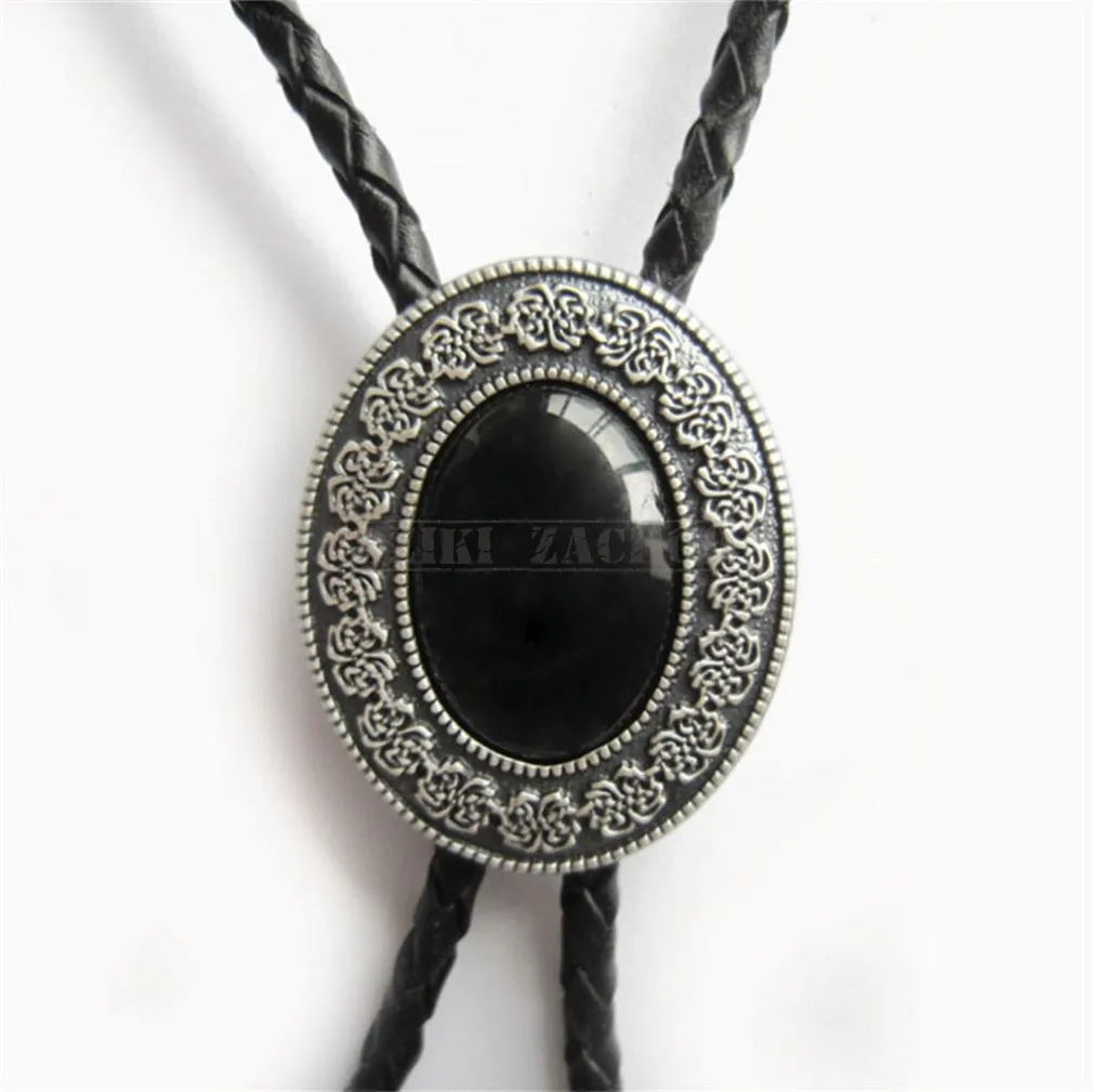 bolo krawat kowbojski SREBRZONE OBSYDIAN