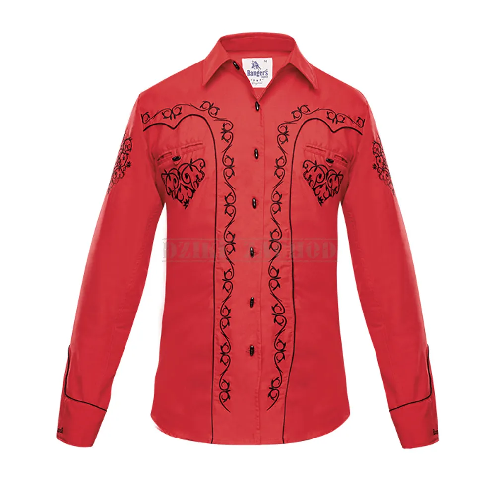 koszula meksykańska CHARRO 027CA01 CZERWONA