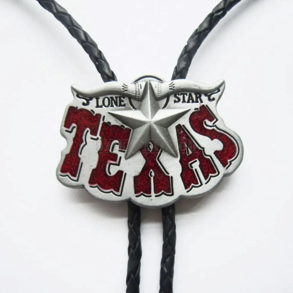 bolo krawat kowbojski TEXAS LONG HORN STAR RED